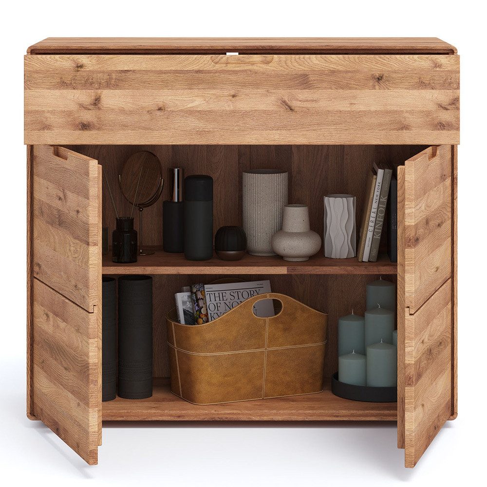 Lomadox Kommode KALAMANTA-69, Massivholz Sideboard Schrank Aufbewahrungsschrank modern in Eiche