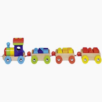 goki Spielzeug-Eisenbahn Holzeisenbahn Orlando, aus Holz und jede Menge Bausteinchen