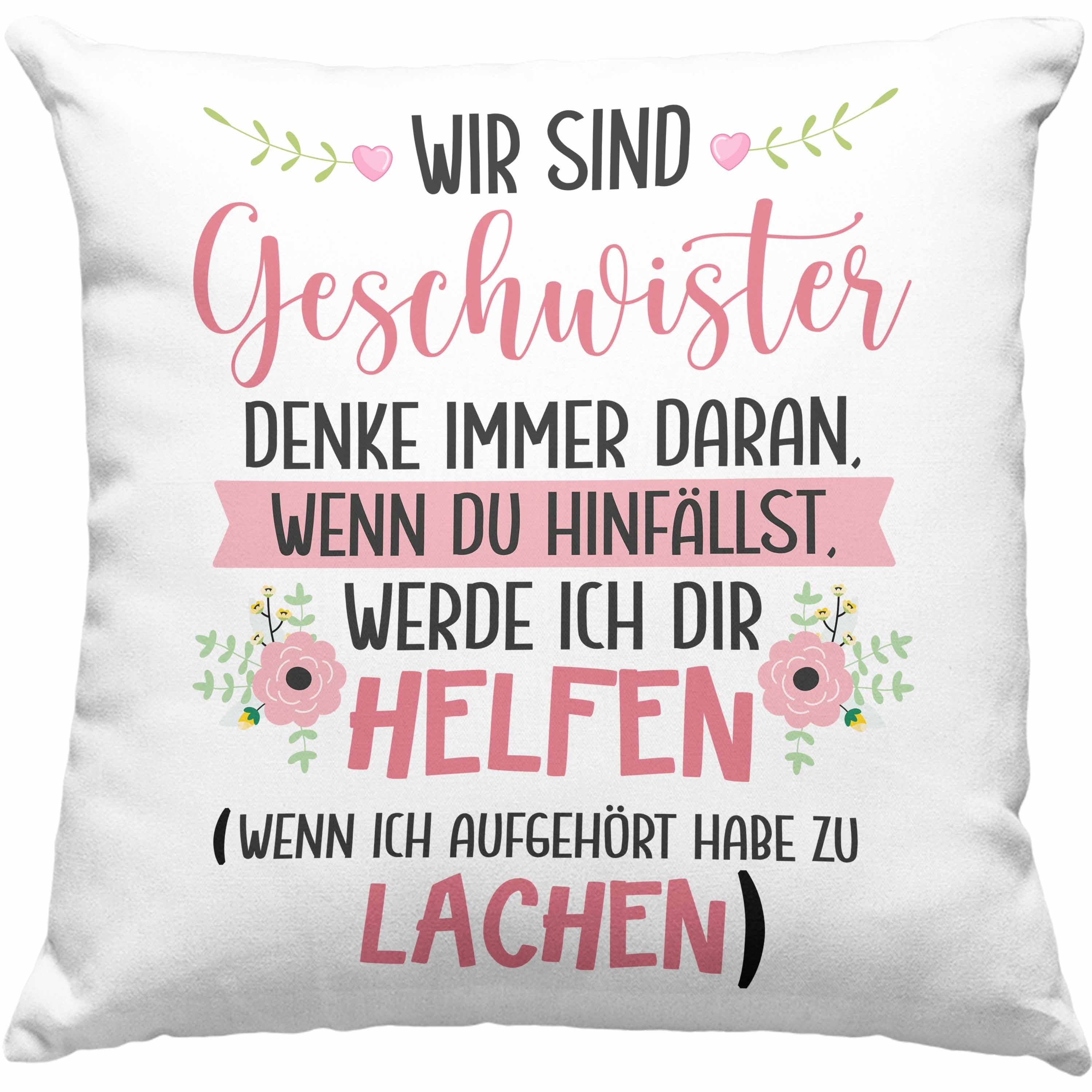 Trendation Dekokissen Trendation - Schwester Bruder Kissen Geschenk Geburtstag Sprüche Geschenkidee von Schwester Bruder Dekokissen mit Füllung 40x40 Blau