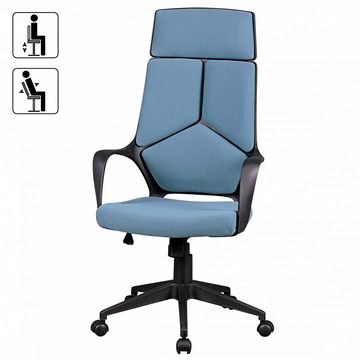 Amstyle Chefsessel SPM1.331 (Blau Stoff, Drehstuhl mit Kopfstütze Modern), Bürostuhl mit Armlehne, Schreibtischstuhl Drehbar