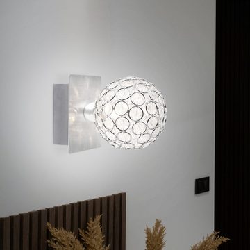 Globo Wandleuchte, Leuchtmittel nicht inklusive, Wandlampe Wandleuchte Wandspot Alugeflecht Kristalllampe 2er Set