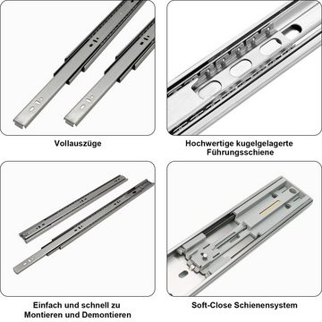 Randaco Schubkasten 1-10Paar Schubladenschienen Soft Close Vollauszüge Traglast 35kg/45kg (2 St)