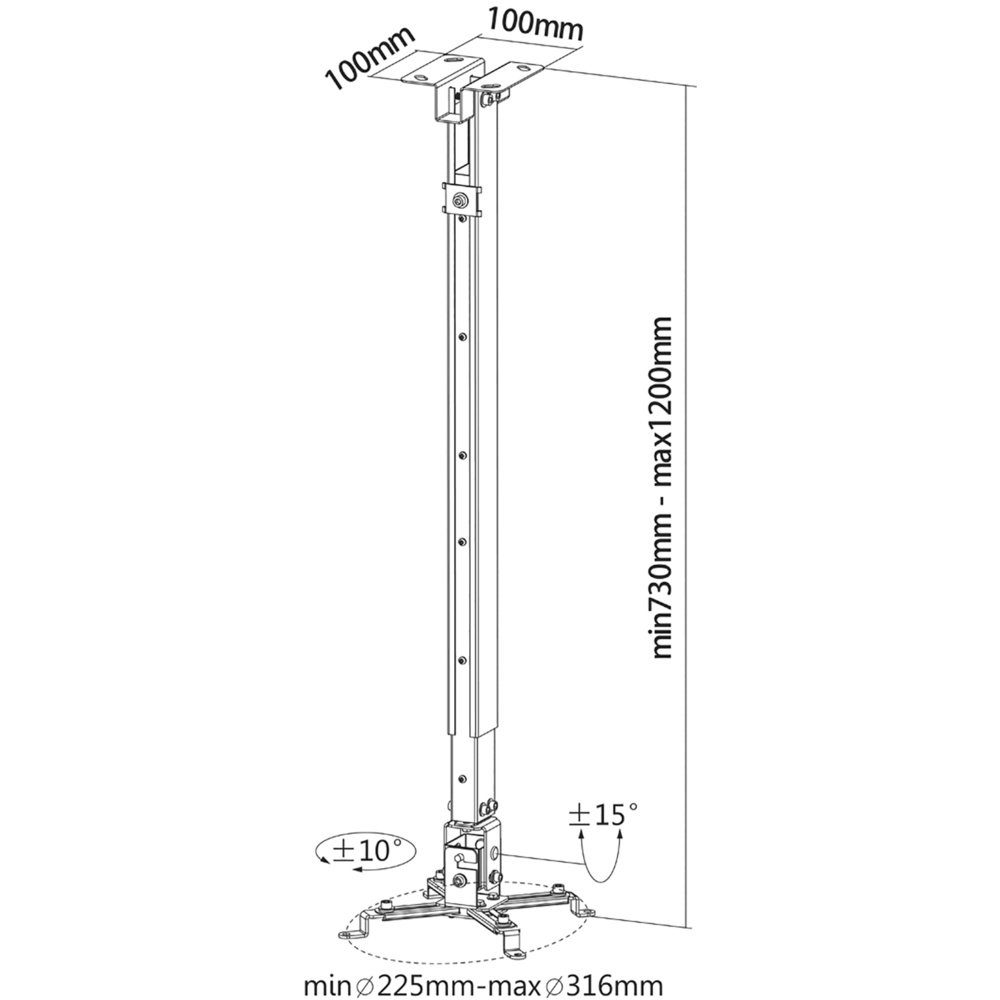 REFLECTA Beamer-Deckenhalterung Reflecta Tapa Beamer-Deckenhalterung Boden-/Deckenabstand (max): 120