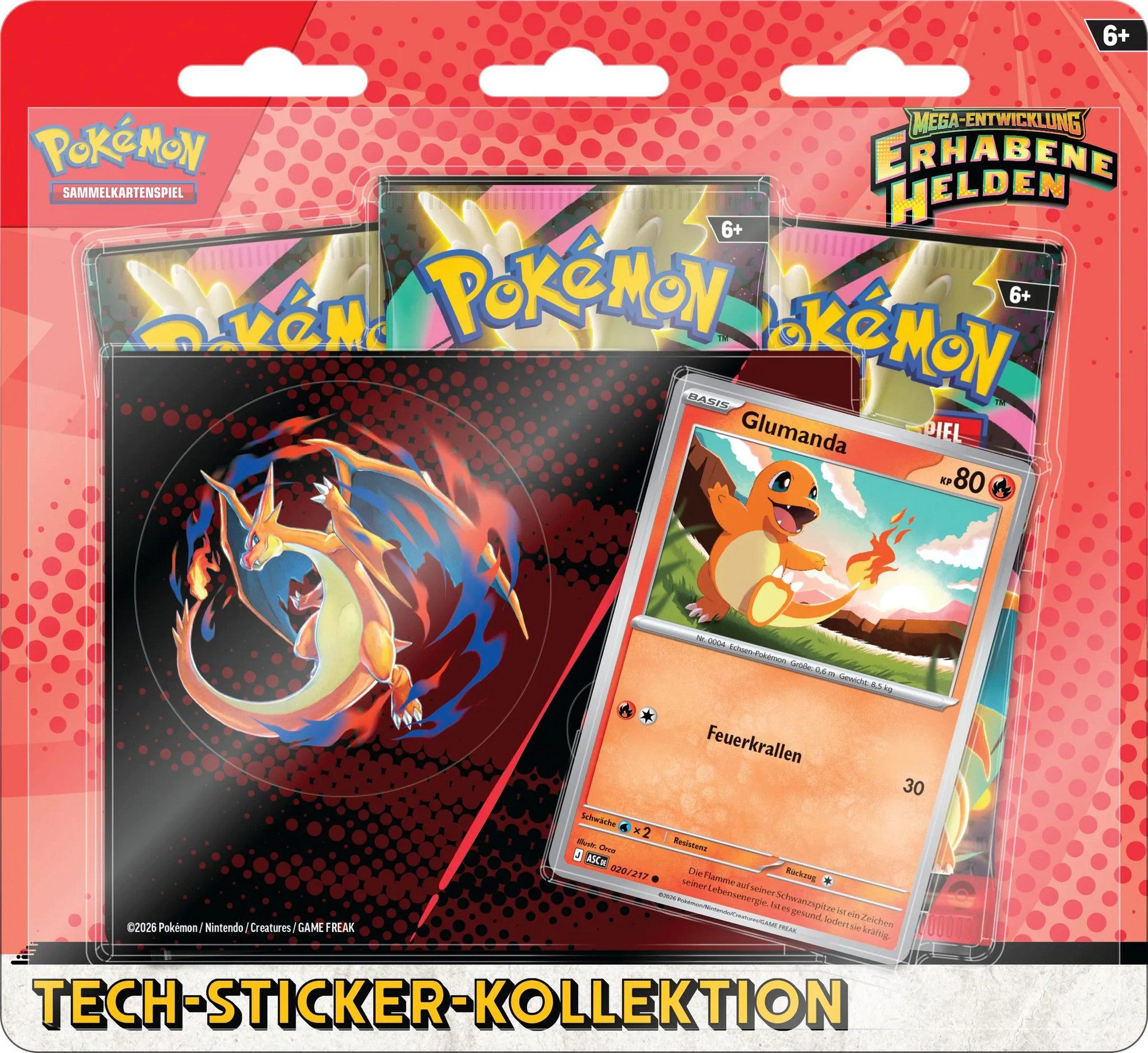 The Pokémon Company International Spiel Pokémon ME 02.5 Mega-Entwicklung Tech-Sticker Glumanda