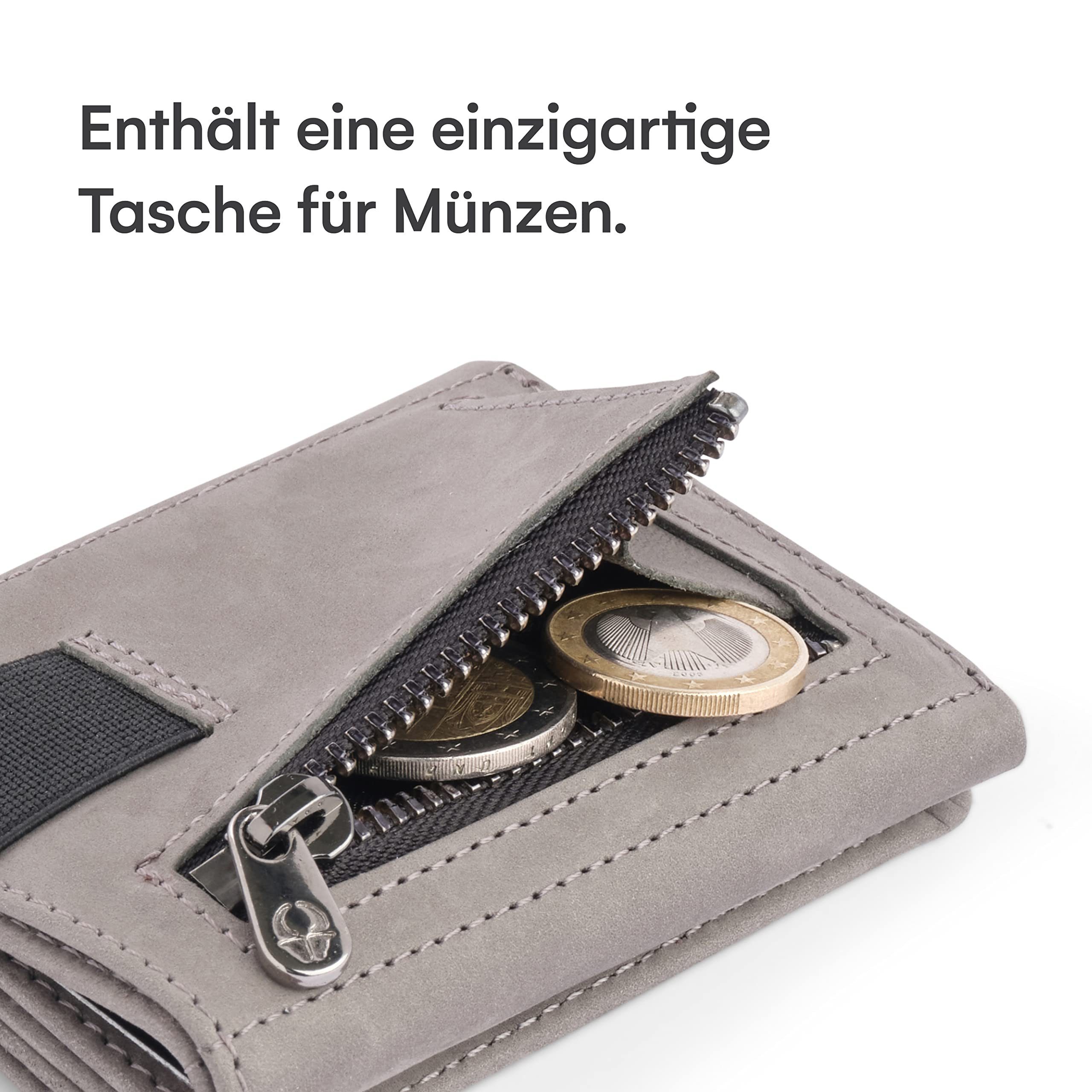 Wallet Münzfachvintageleder Grau mit Mit Slim RFID Geldbörse & Donbolso Vintage Münzfach Schutz,