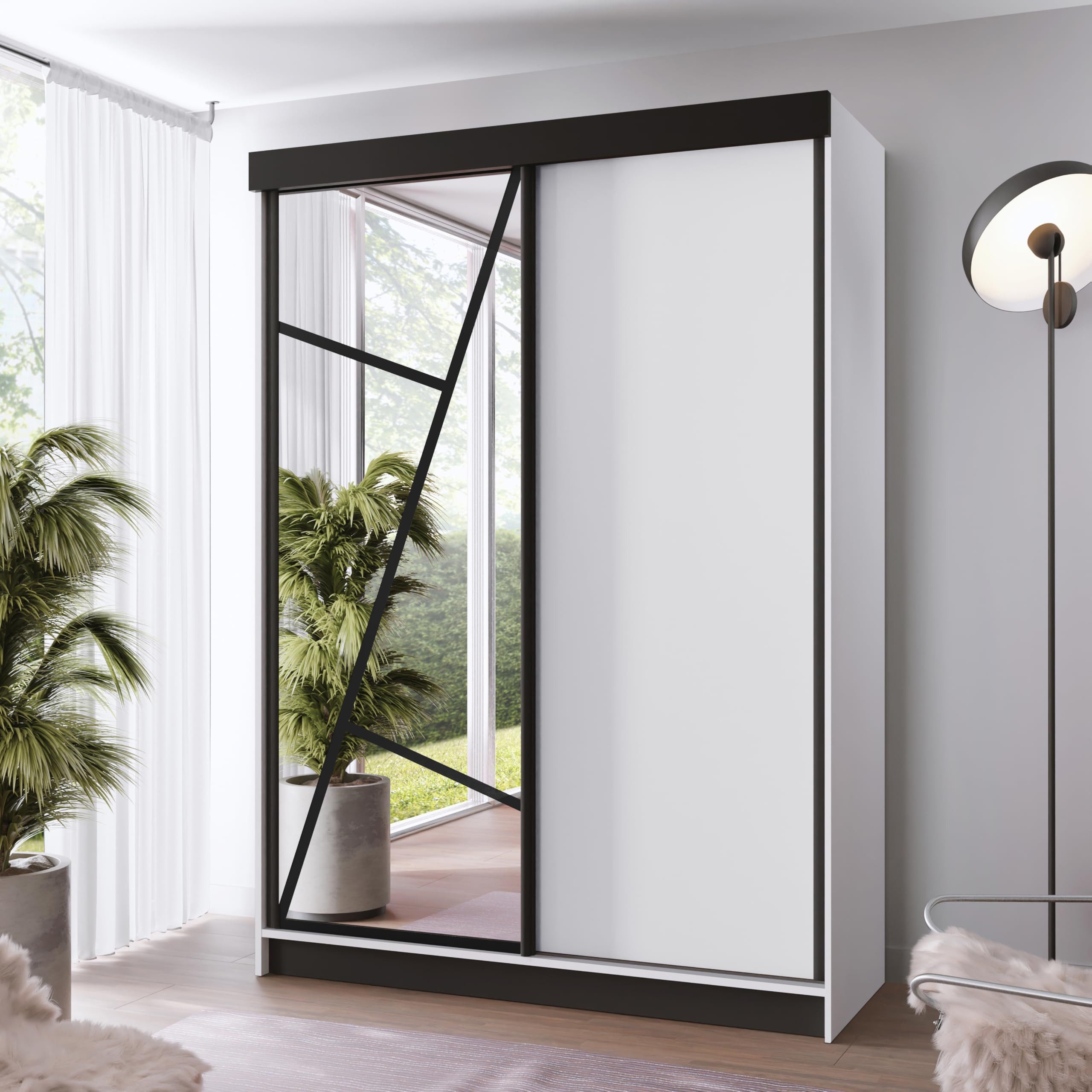 KIER FURNITURE Schwebetürenschrank Schrank Schlafzimmer VENA, Kleiderschränke – 138x205x59 cm