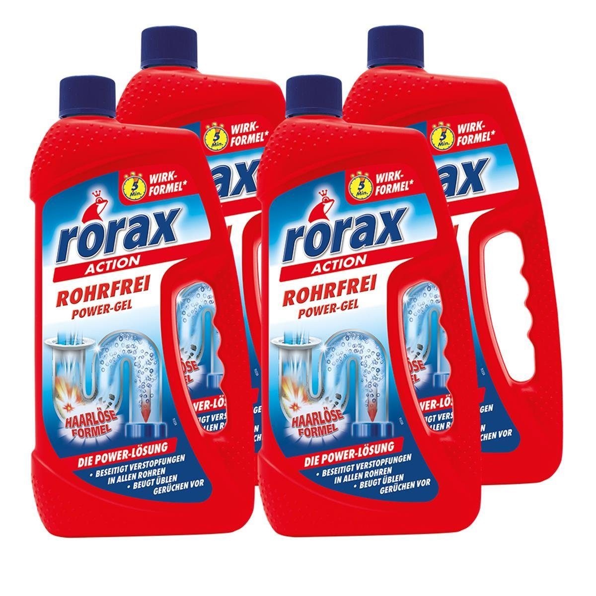 rorax 4x rorax Rohrfrei Power-Gel 1 Liter - Löst selbst Haare auf Rohrreiniger