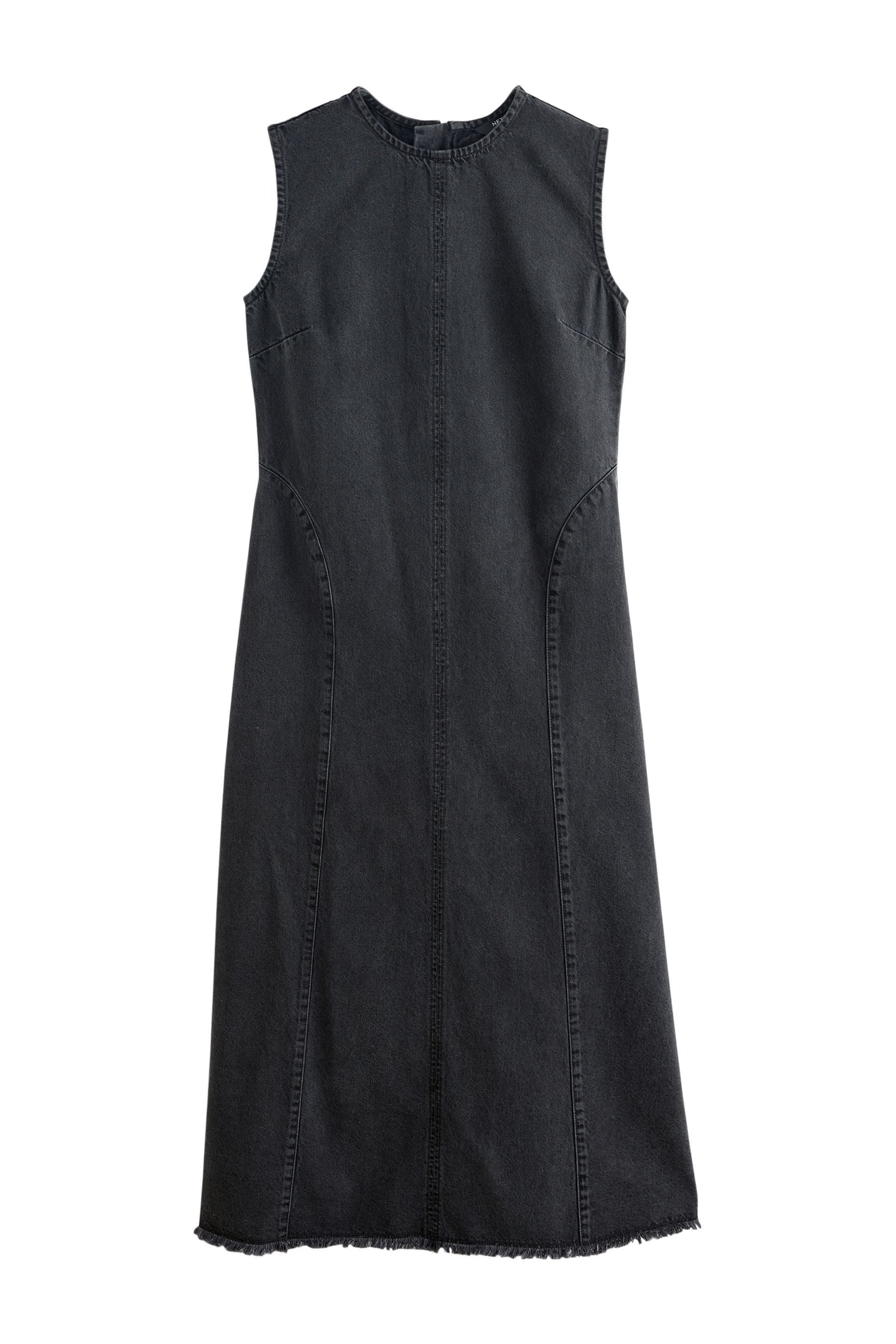 Next Jeanskleid Ärmelloses, nahtloses Denim-Maxikleid (1-tlg)