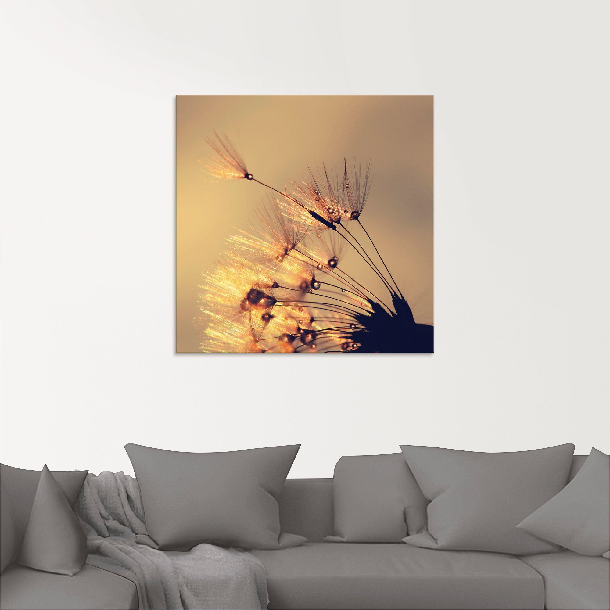 Artland Glasbild Pusteblume Goldene Schirmchen, Blumen (1 St), in verschiedenen Größen