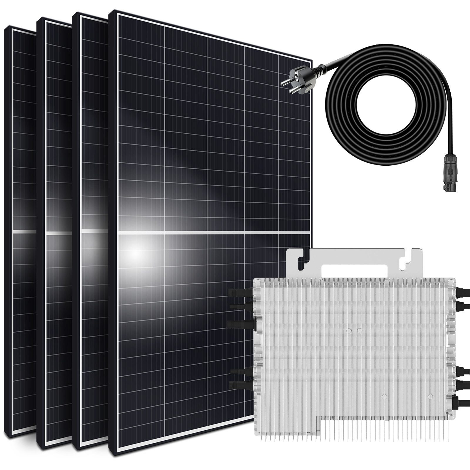 SUNNIVA Balkonkraftwerk Set 1700/2000W, (mit Deye Micro- Wechselrichter SUN-M200G4-EU-Q0 und 5m Anschlusskabel, WIFI integriert, drosselbar & upgradebar auf 600W oder 800W, 4 x 425W Module, steckerfertige Solaranlage mit Solarkabel, Inverter, PV), Photovoltaikanlage Balkon Mini-PV Anlage, Solarpanel, Solarmodul