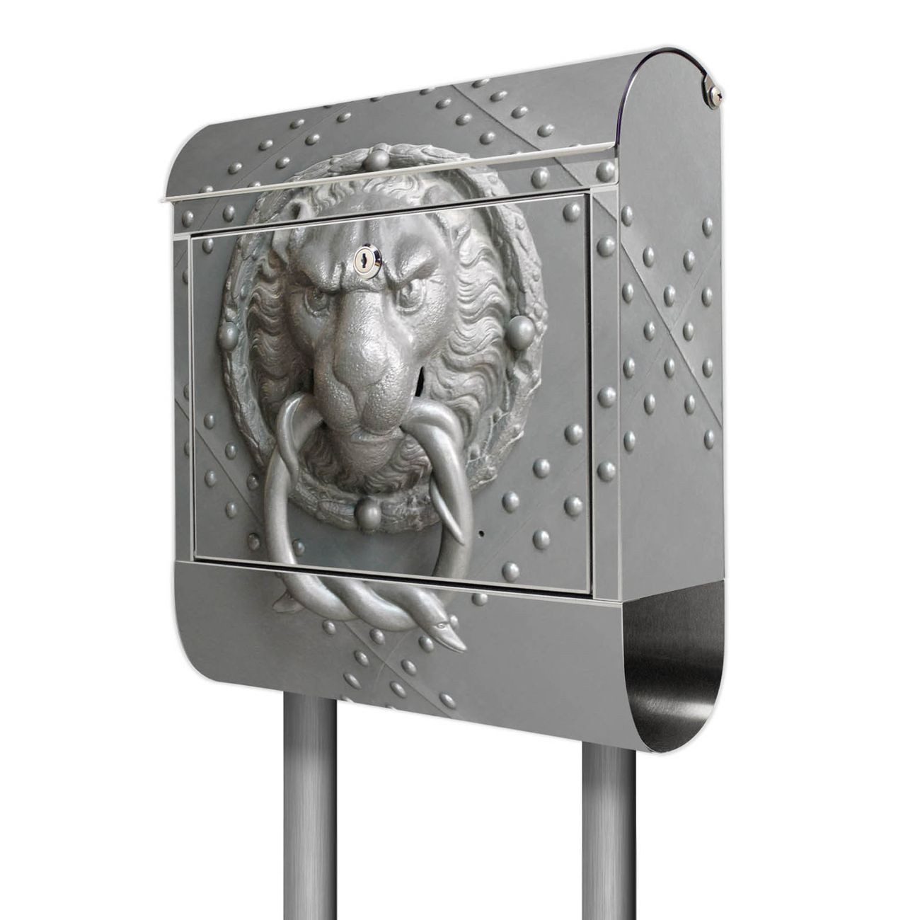 banjado Standbriefkasten Edelstahl Eisentor (Standbriefkasten Eisentor, mit Zeitungsfach), 126 x 53 x 17cm
