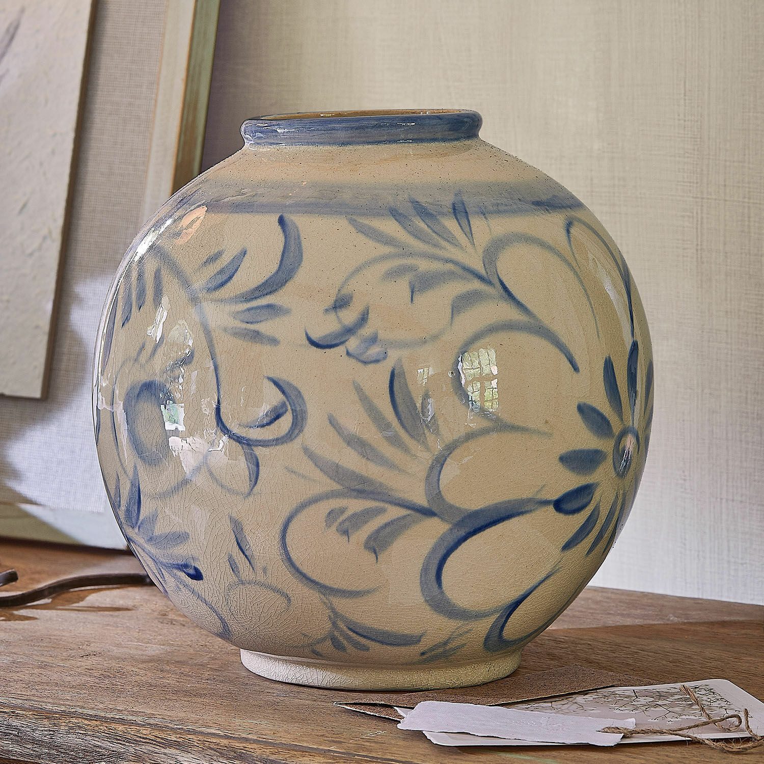Mirabeau Tischvase Vase Oviren weiß/blau