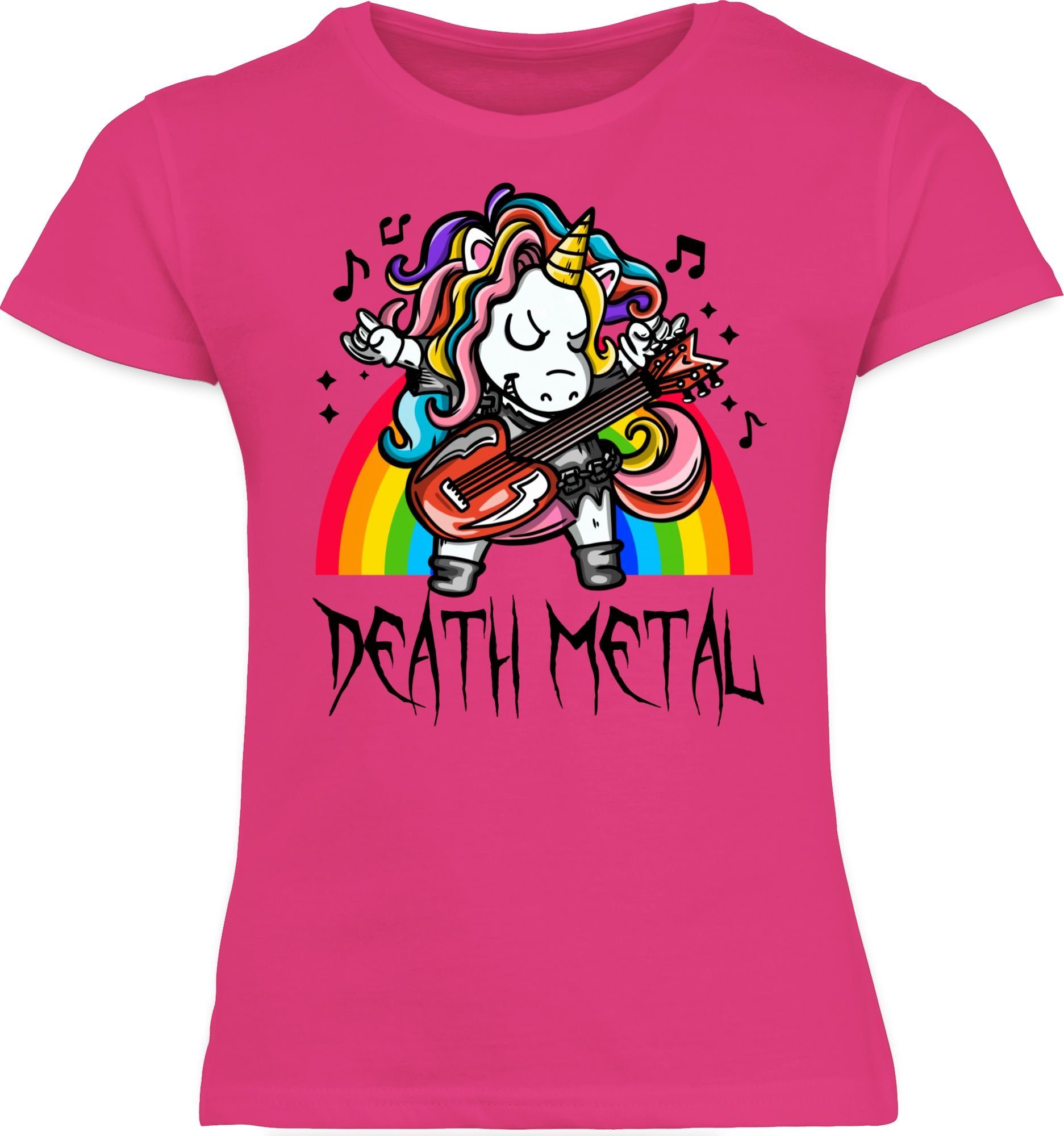Shirtracer T-Shirt 1 Unicorn Metal Co - Kinderkleidung und Fuchsia Death Einhorn