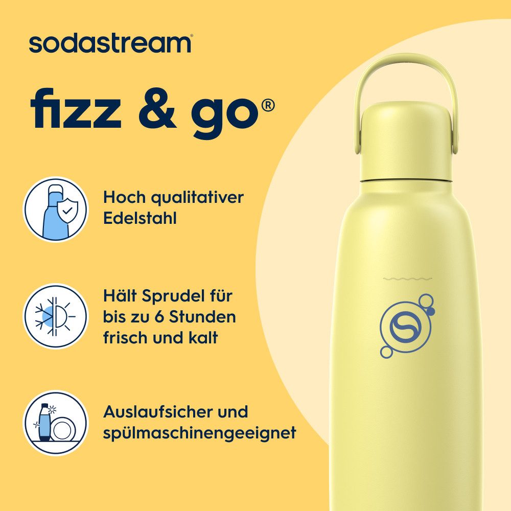 SodaStream Thermoflasche Metallflasche Fizz&go COOL DWS, 0,9 l, Trinkflasche, kompatibel mit SodaStream DUO, E-DUO, TERRA, ART & ENSO Wassersprudler