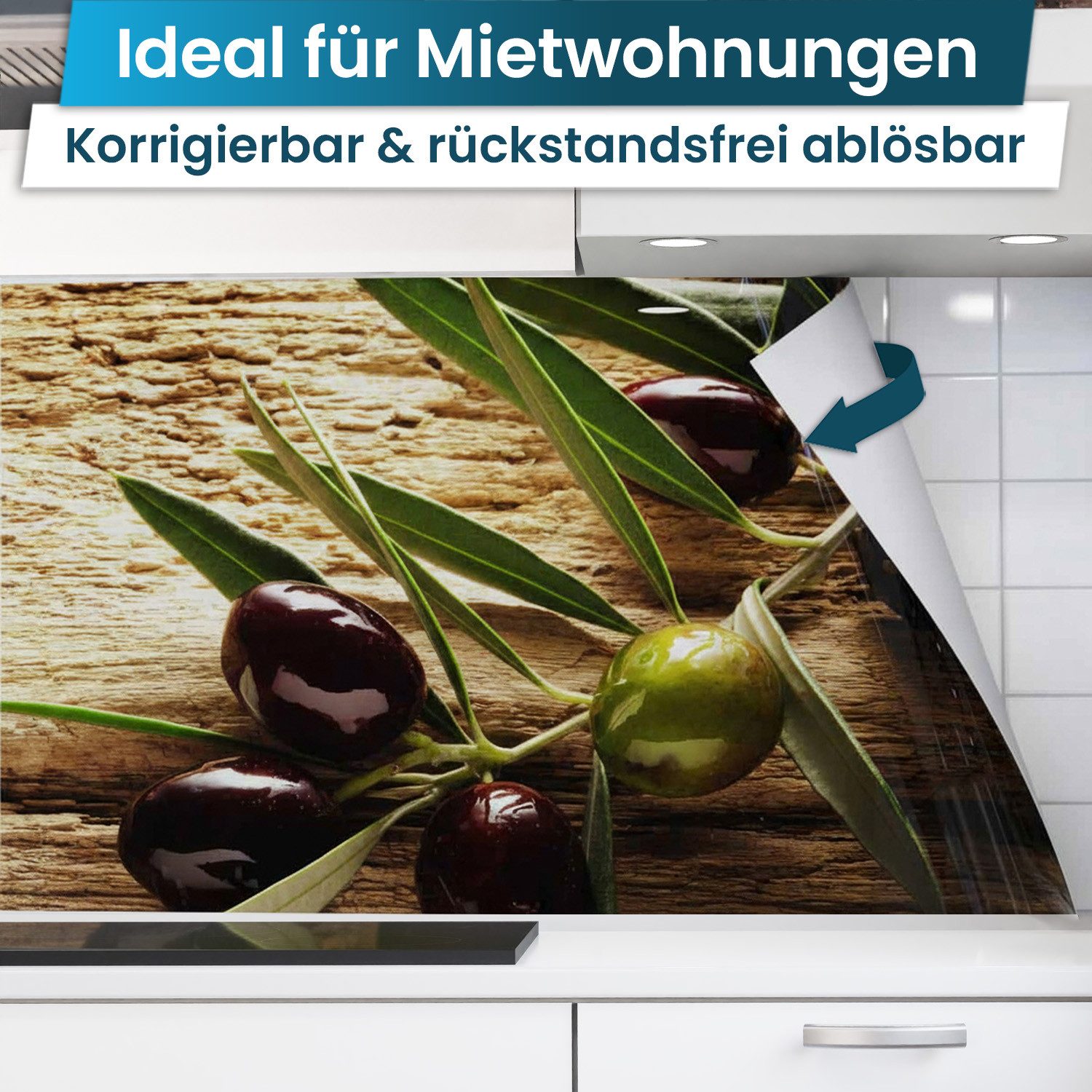 danario Küchenrückwand Folie selbstklebend - Matt - Spritzschutz Küche - versteift & robust