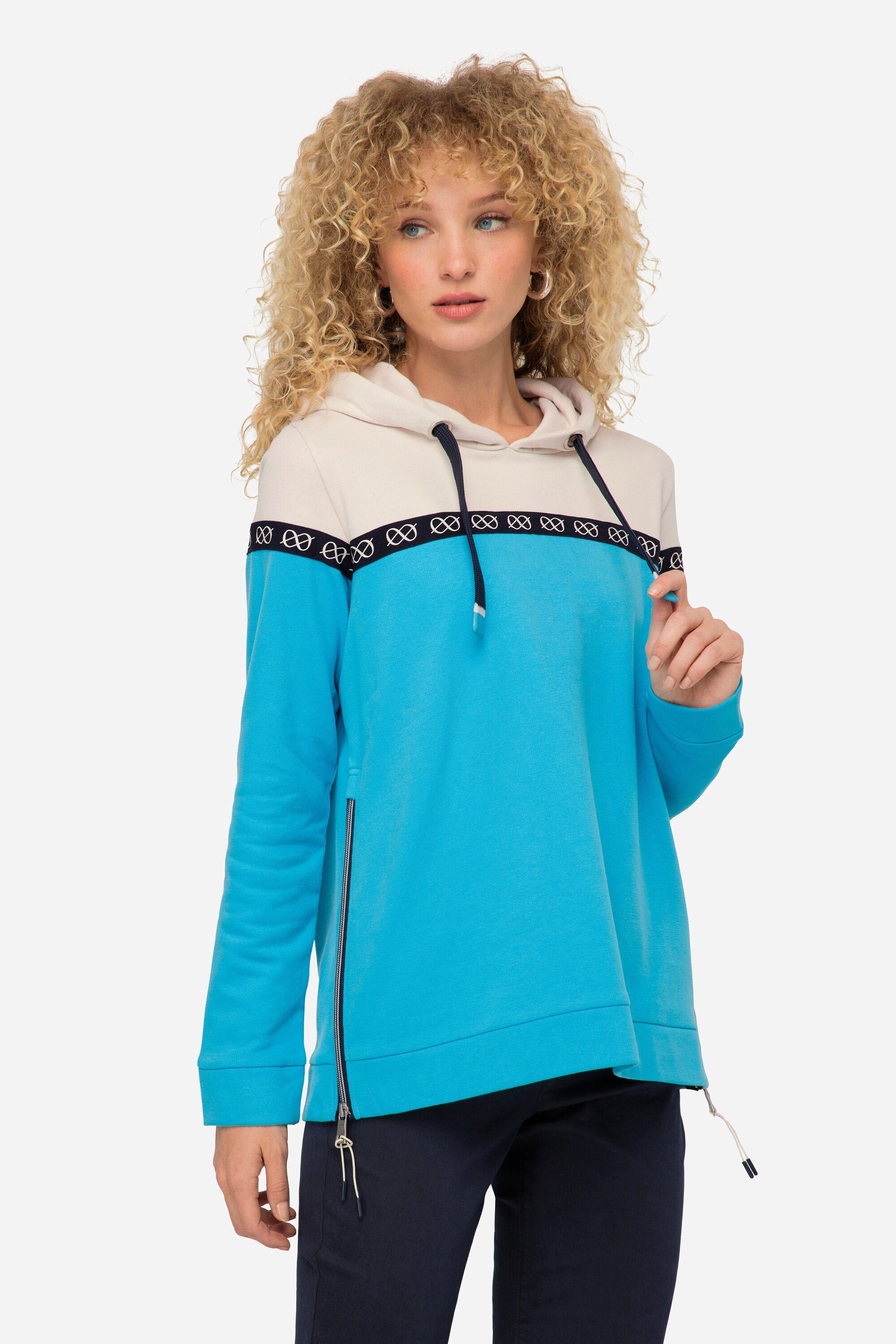Laurasøn Sweatshirt Hoodie zweifarbig Print-Tape Kapuze günstig online kaufen