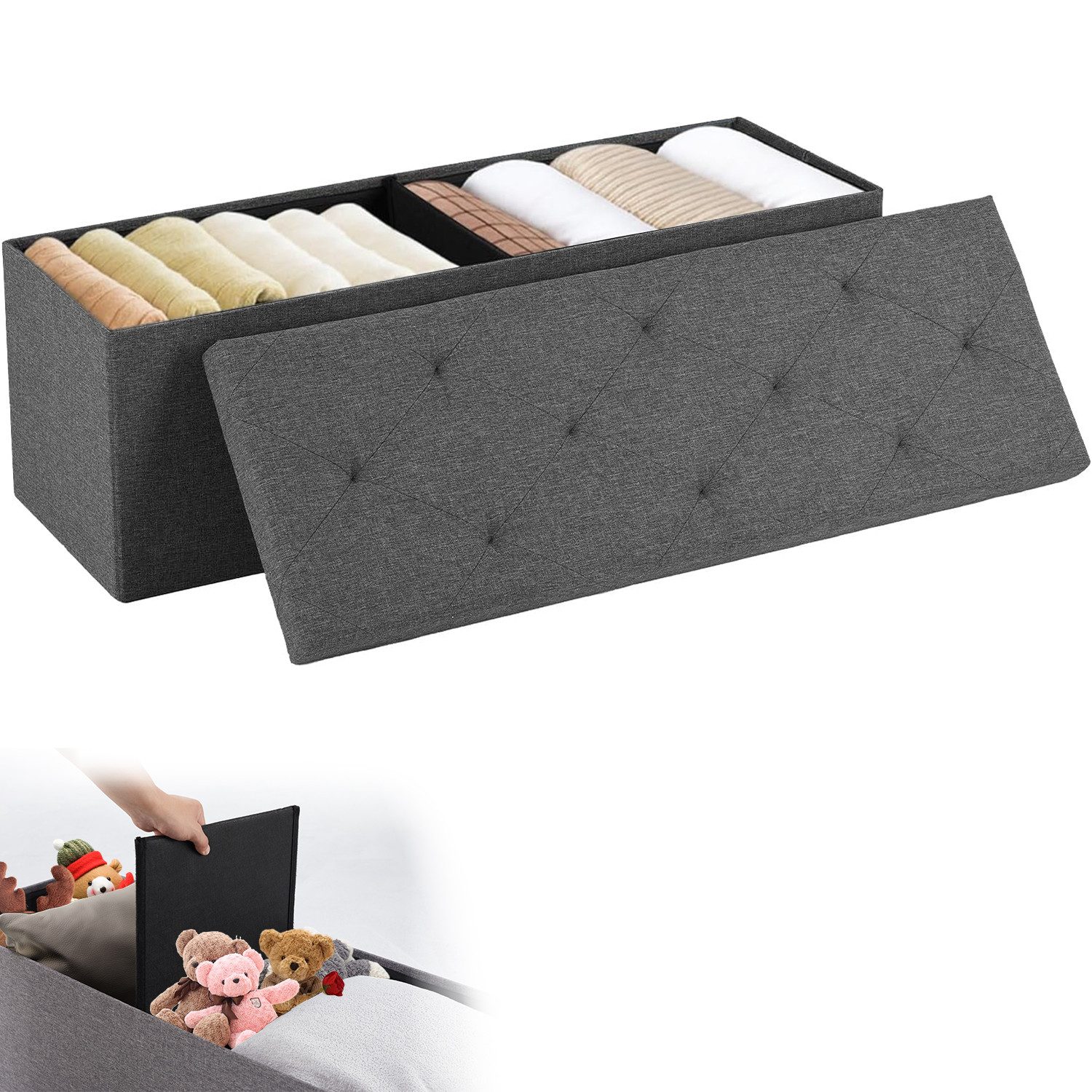 Sitzbank Sitzhocker Sitzbank mit Stauraum 76/110 x 38 x 38 klappbare Sitztruhe