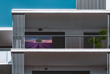 MuchoWow Balkonsichtschutz Lavendel - Baum - Lila (1-St) Balkonbanner, Sichtschutz für den Balkon, Robustes und wetterfest