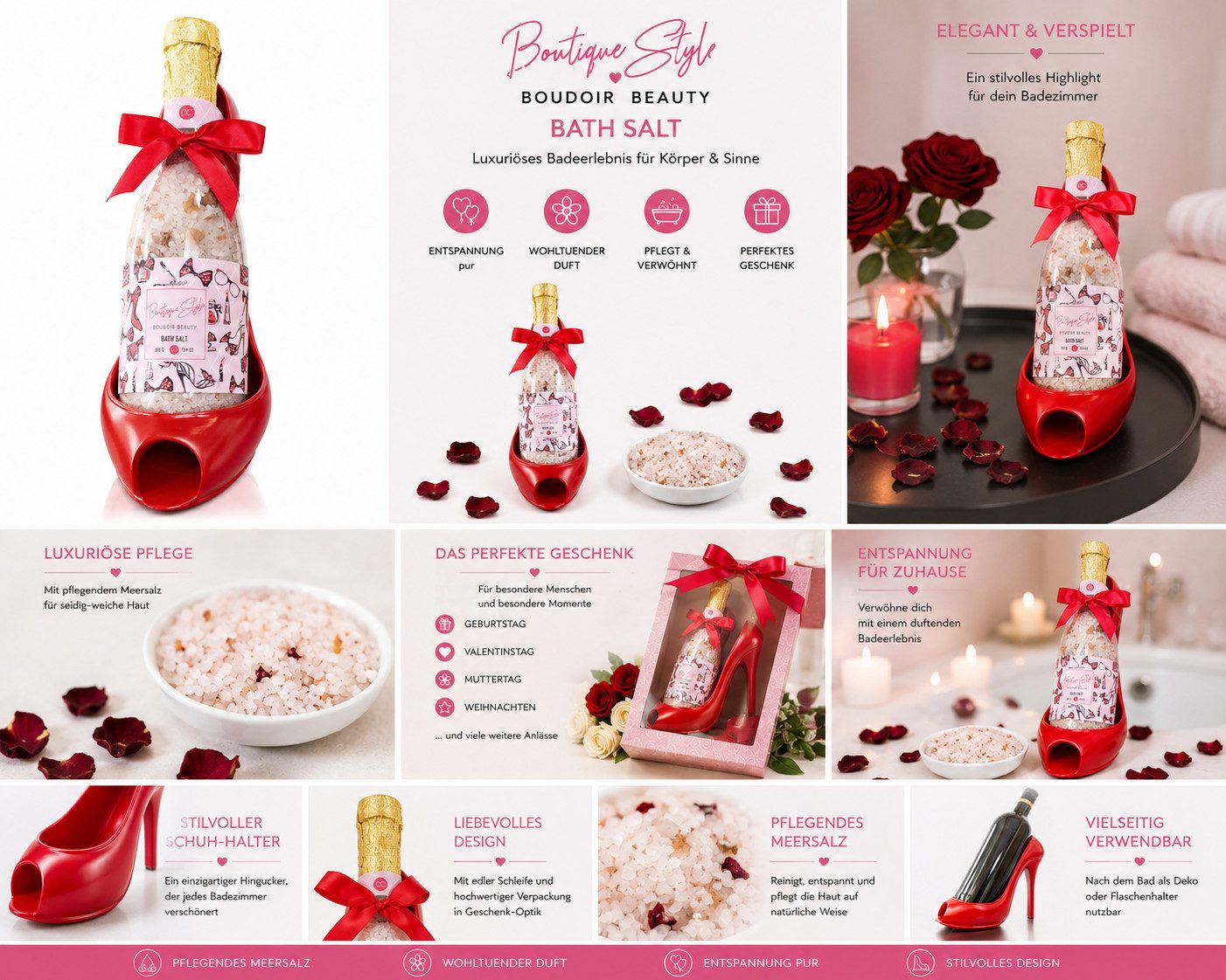ACCENTRA Hautreinigungs-Set Badeset, 4-tlg., Geschenkset BOUTIQUE STYLE in Pumps 550 g
