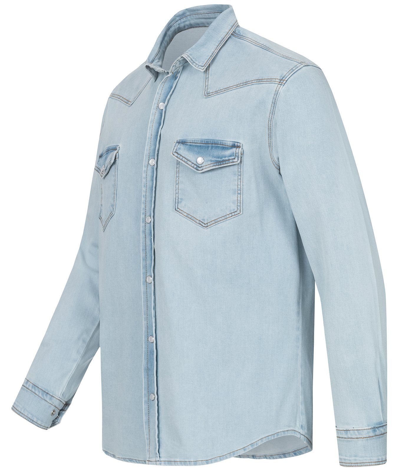 Rock Creek Jeanshemd Herren Jeanshemd Hellblau H-322