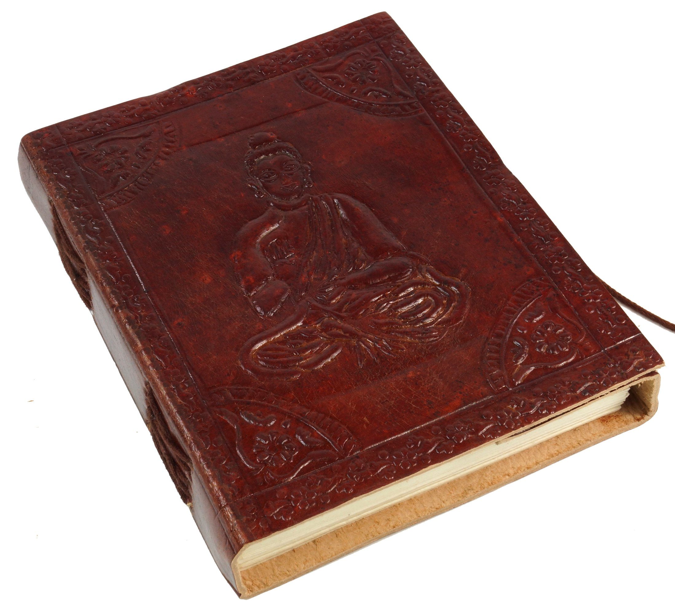 Guru-Shop Tagebuch Ledereinband.. cm Notizbuch, Lederbuch, mit Tagebuch Budha 12*15