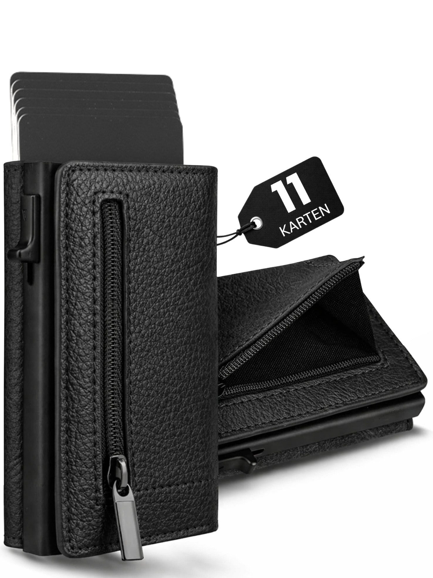 S&T Design Brieftasche S&T Design RFID Blocker Cardholder Slim Wallet Herren veganem Leder (S&T Design portemonnaie, Mit Geschenk verpackung), 8 Kartenfächer, Hochwertiges Material, Elegant, Geschenkbox