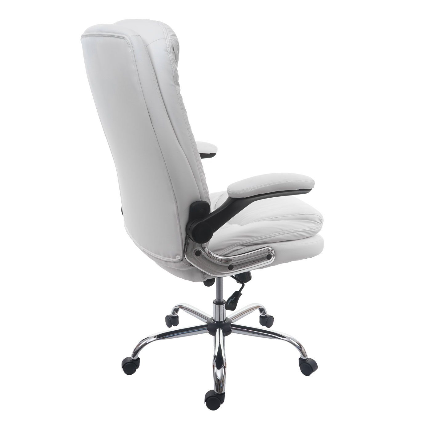 MCW-F81, MCW Armlehnen Schreibtischstuhl Wippmechanik Sitzfläche, Federkern klappbar, einstellbar weiß in