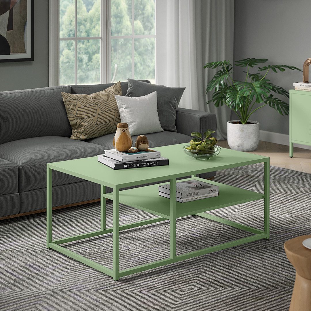 skølm Couchtisch Skadi aus Metall mit 2 Ablagen (Mintgrün), Wohnzimmertisch günstig online kaufen