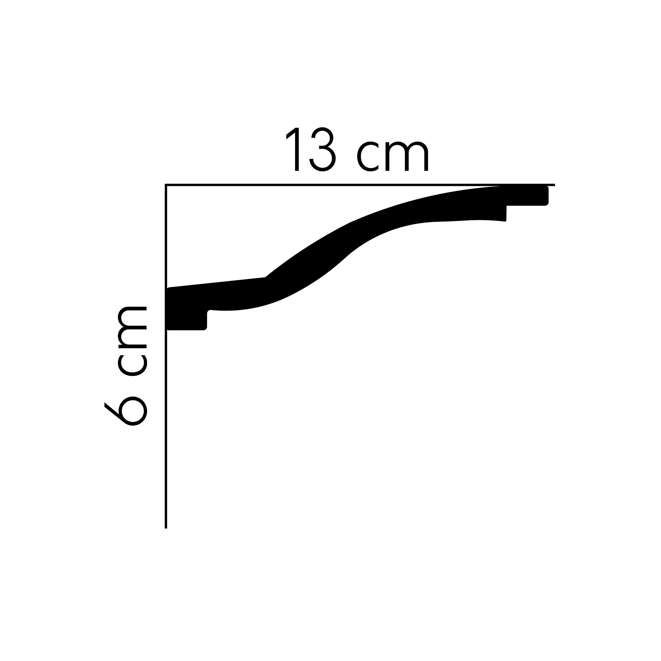Mardom Deckenleiste MDB127 Profoam 130 x 60 x 2000 mm Weiß Stuckleiste Flach, Kleben, Polyurethan