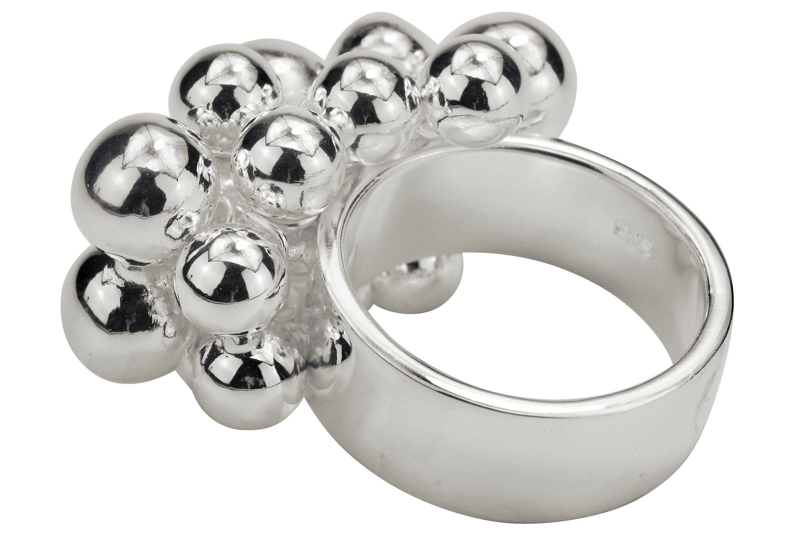 SILBERMOOS Silberring Extravaganter Designring mit beweglichen Kugeln, 925 Sterling Silber