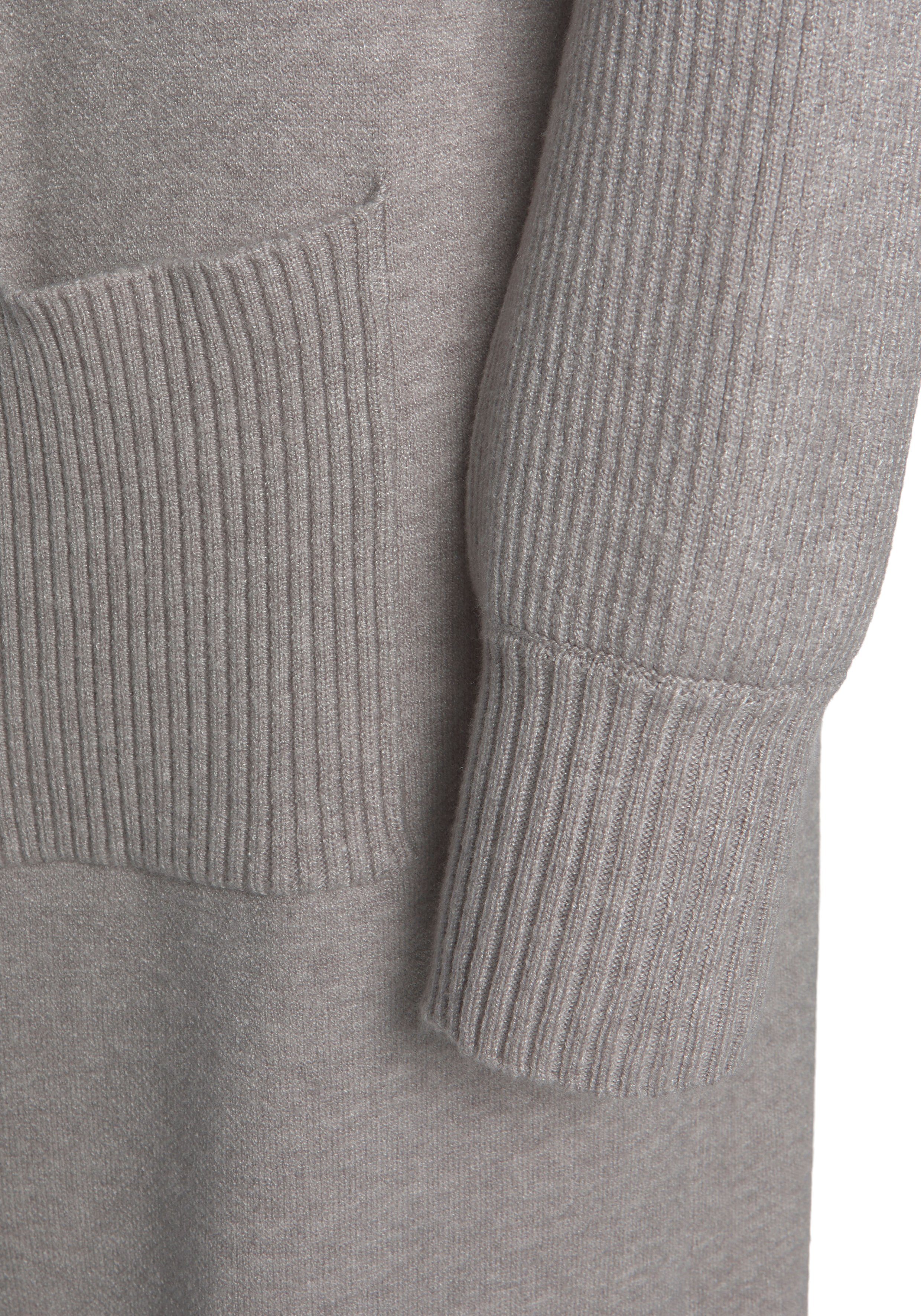 LASCANA Longstrickjacke mit Rippstrickdetails und Taschen, lässiger Strickmantel