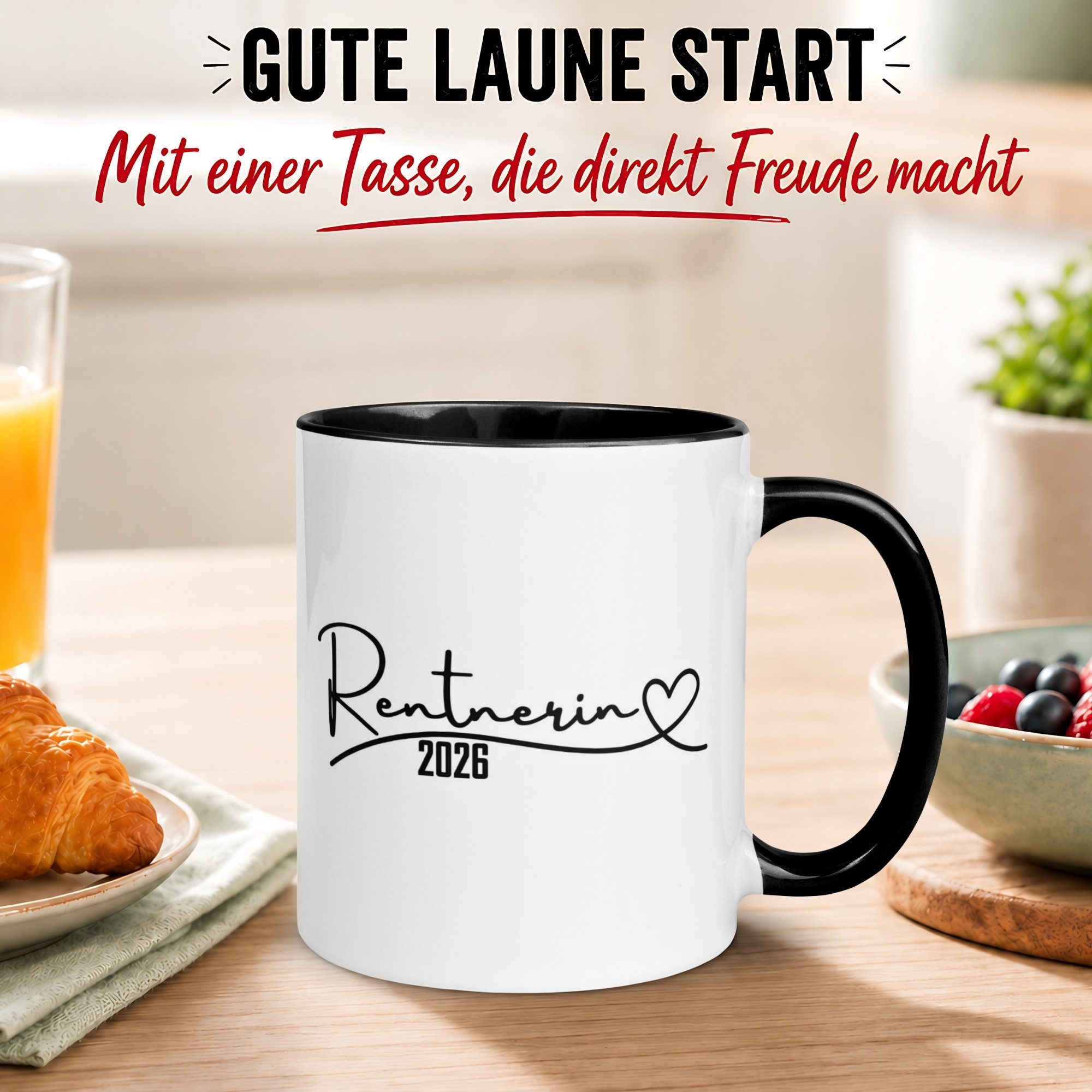 Momentals Tasse Rentnerin 2026 – „Rentnerin mit Herz“ – Geschenk Renteneintritt Frau, Gratis Versand · Links-&Rechtshänder · Spülmaschinenfest