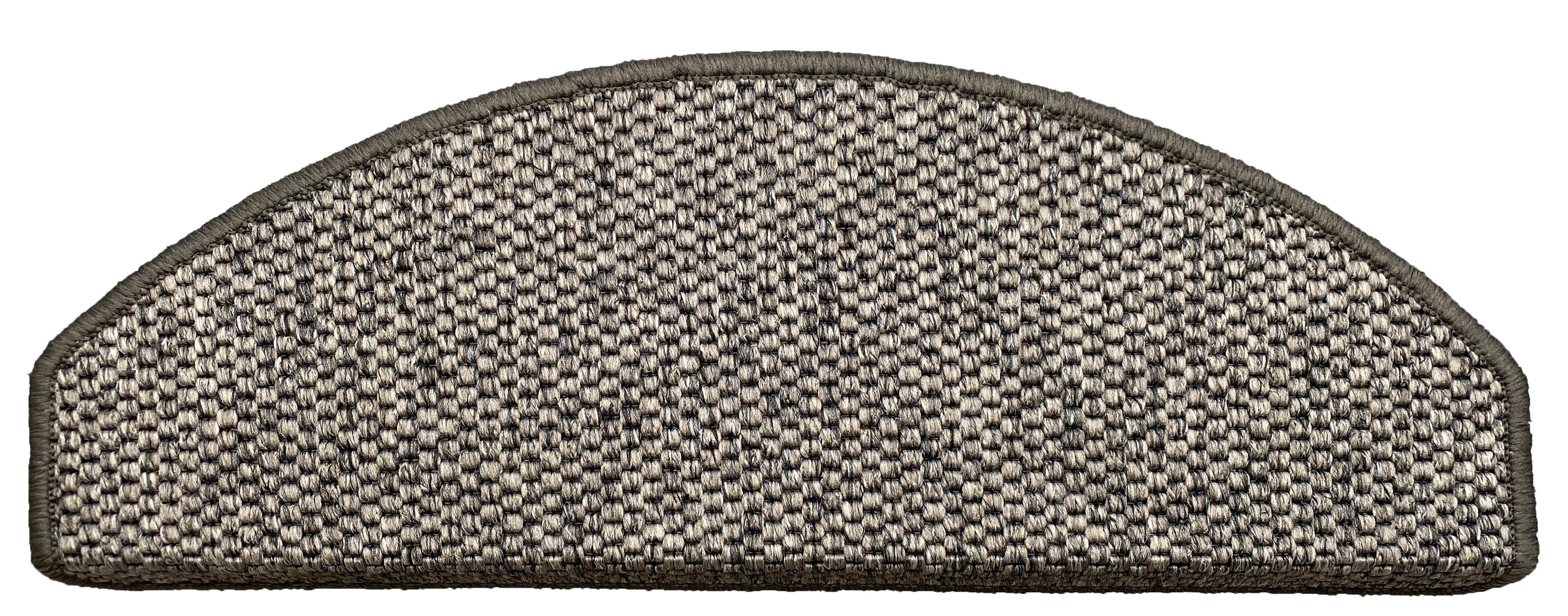 oKu-Tex Stufenmatte FLORENZ Stufenmattenset 15 teilig, natürliche Sisal Optik, Halbrund, Höhe: 4 mm, Flachgewebe mit Winkelschiene, strapazierfähig, verschiedene Farben