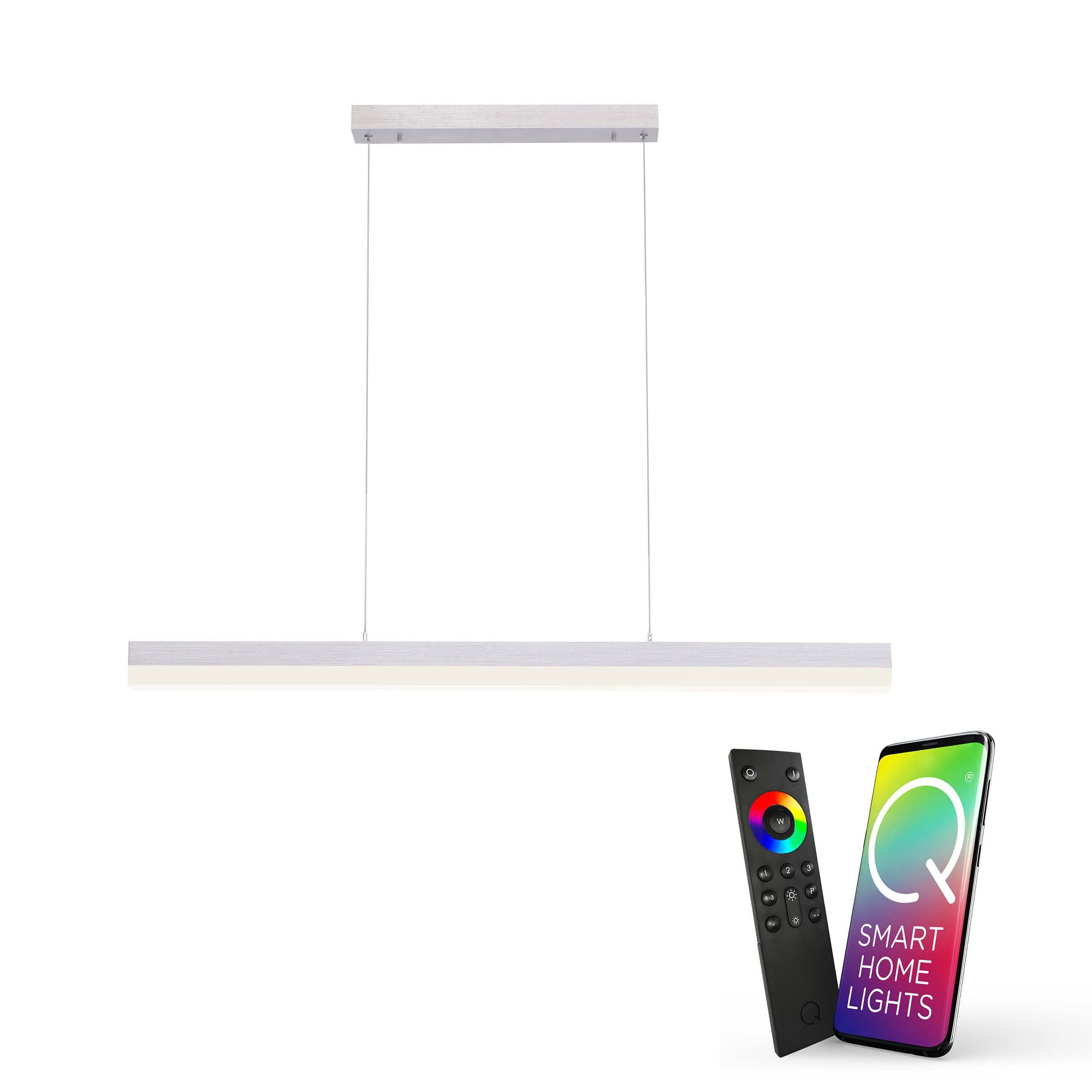 LED-Leuchte Pendellampe Memoryfunktion, Smart ausziehbar 120-179cm Smart Works LED Paul Q-Tower Smarte Leuchtmittel, RGB+W-Farbregelung, Home, with Dimmfunktion, Home, Pendelleuchte mit Neuhaus Alexa