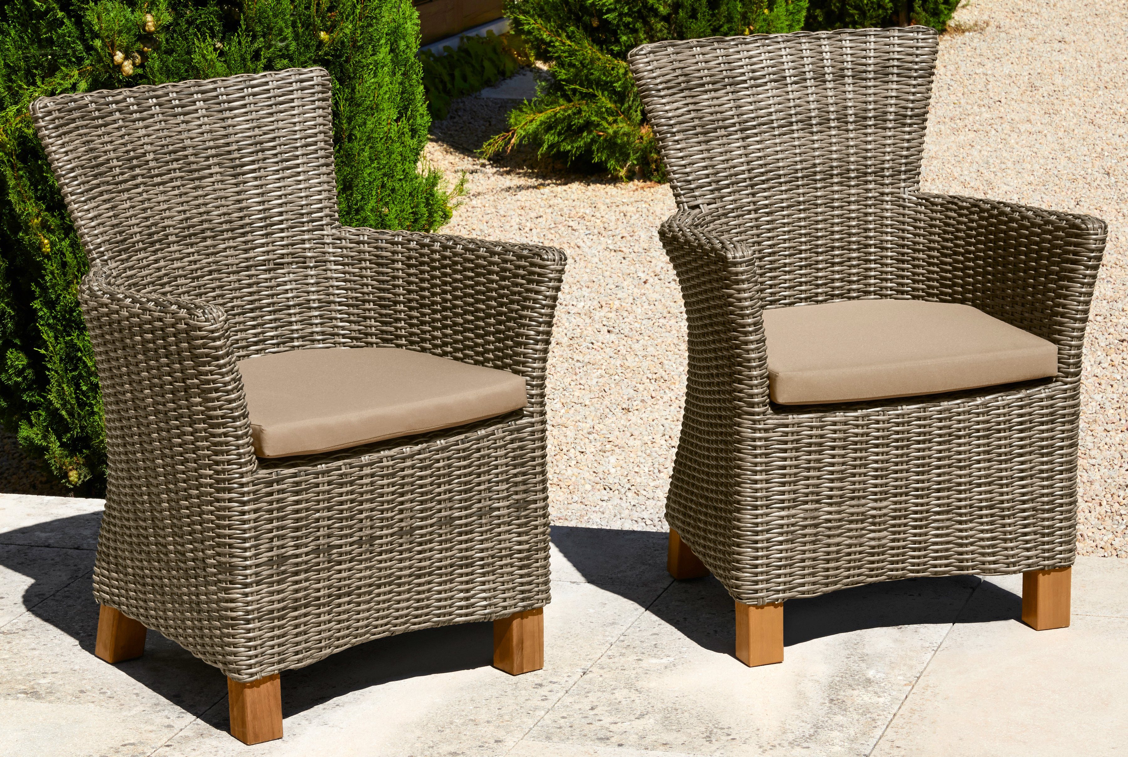 MERXX Gartensessel »Toskana«, (2er Set), Polyrattan/Akazienholz, inkl