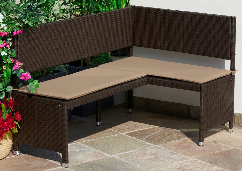 Eckbank »Rattan«, Polyrattan, 100x148x91 cm, braun, Inkl