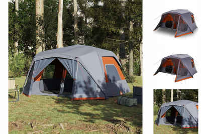 vidaXL Vorzelt Campingzelt 10 Personen Grau und Orange 443x437x229 cm