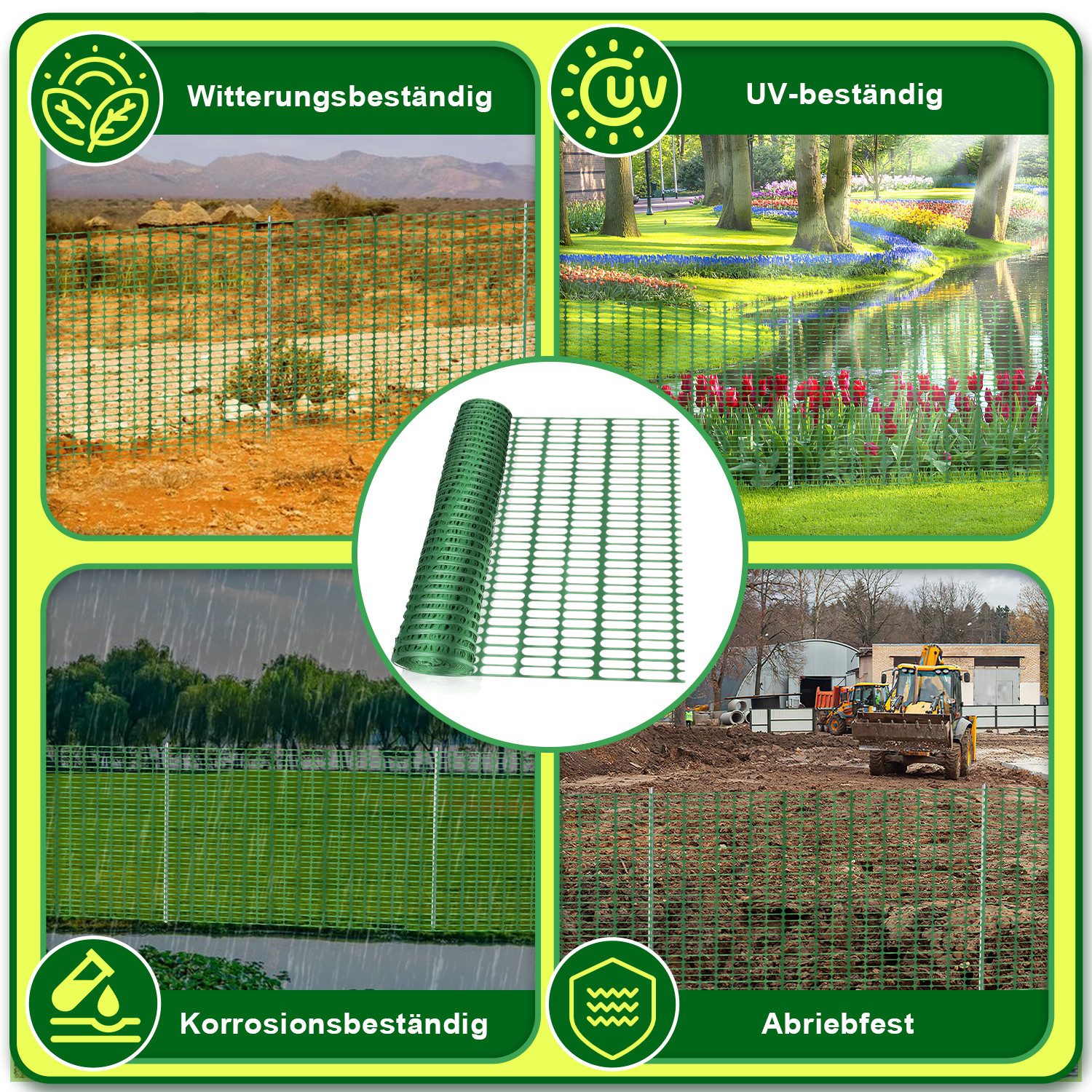 Clanmacy Hühnerzaun Absperrzaun Bauzaun Warnzaun Schutznetz aus PE Kunststoff Weidezaun, (1x50m (HxL), 100x26mm Masche, 80g), witterungsbeständig, UV-Schutz, ve – Bild 5 von 5