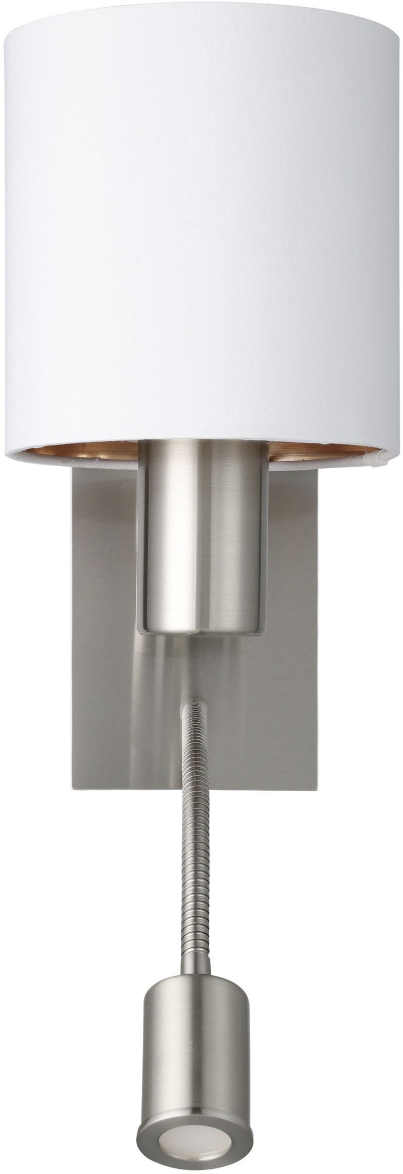 EGLO Wandleuchte PASTERI Wandlampe - Stahl - E27;LED - 1X40W;1X3,8W - IP20, Ein-/Ausschalter, Lesearm, ohne Leuchtmittel, Warmweiß, Wandstrahler, Wandspot, Wohnzimmer, Schlafzimmer, L15 x H38 x AL19,5cm
