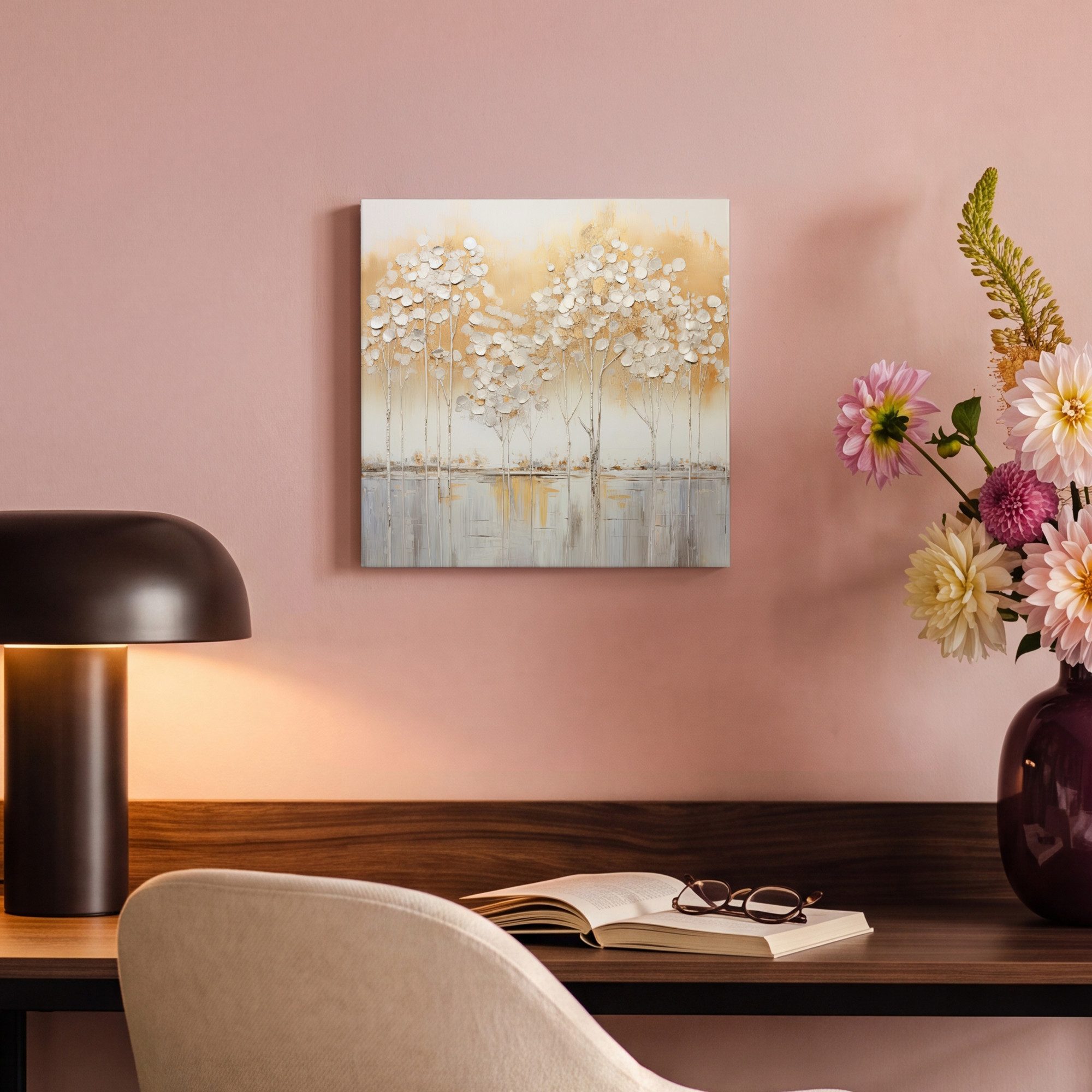 OneMillionCanvasses® Leinwandbild Bäume - Kunst - Acryl - Natur, Fotodruck (1 St), Wandbild, Deko Schlafzimmer Wohnzimmer Flur 20x20 cm – Bild 4 von 5