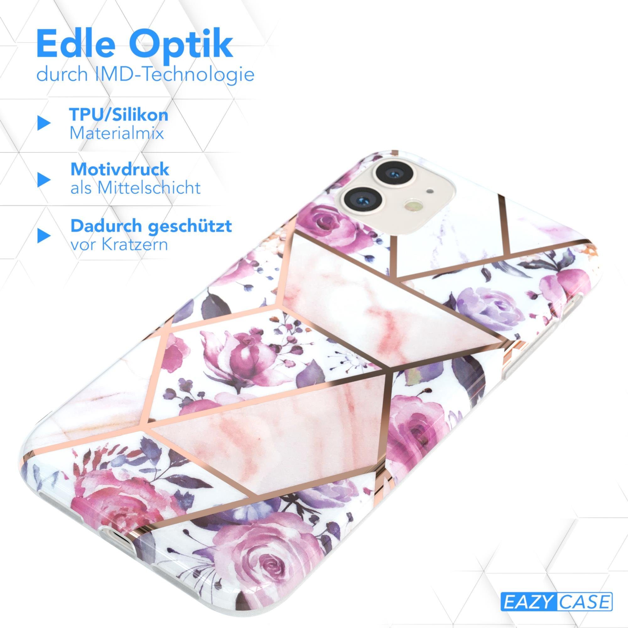 EAZY CASE Handyhülle IMD Motiv Cover für Apple iPhone 11 6,1 Zoll, Silikonhülle stoßfest Silicon Back Cover Motivhülle Tasche Rosé Gold