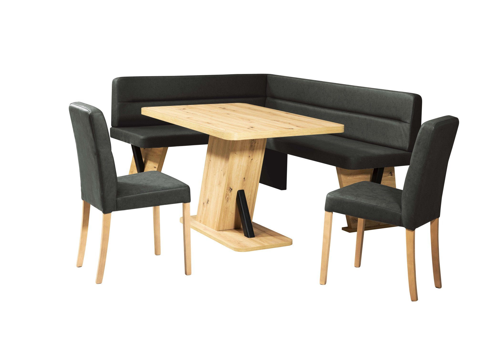 Home affaire Eckbankgruppe Laros Sitzgruppe, Eckbank, Stühle, Tisch, (Set, 4tlg Set), perfekt für Küche, Esszimmer, Wohnzimmer, Bestseller