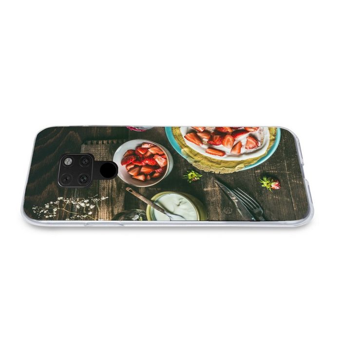 MuchoWow Handyhülle Erdbeere - Rustikal - Obst - Rustikale Blumen Phone Case Handyhülle Huawei Mate 20 Silikon Schutzhülle OR12376