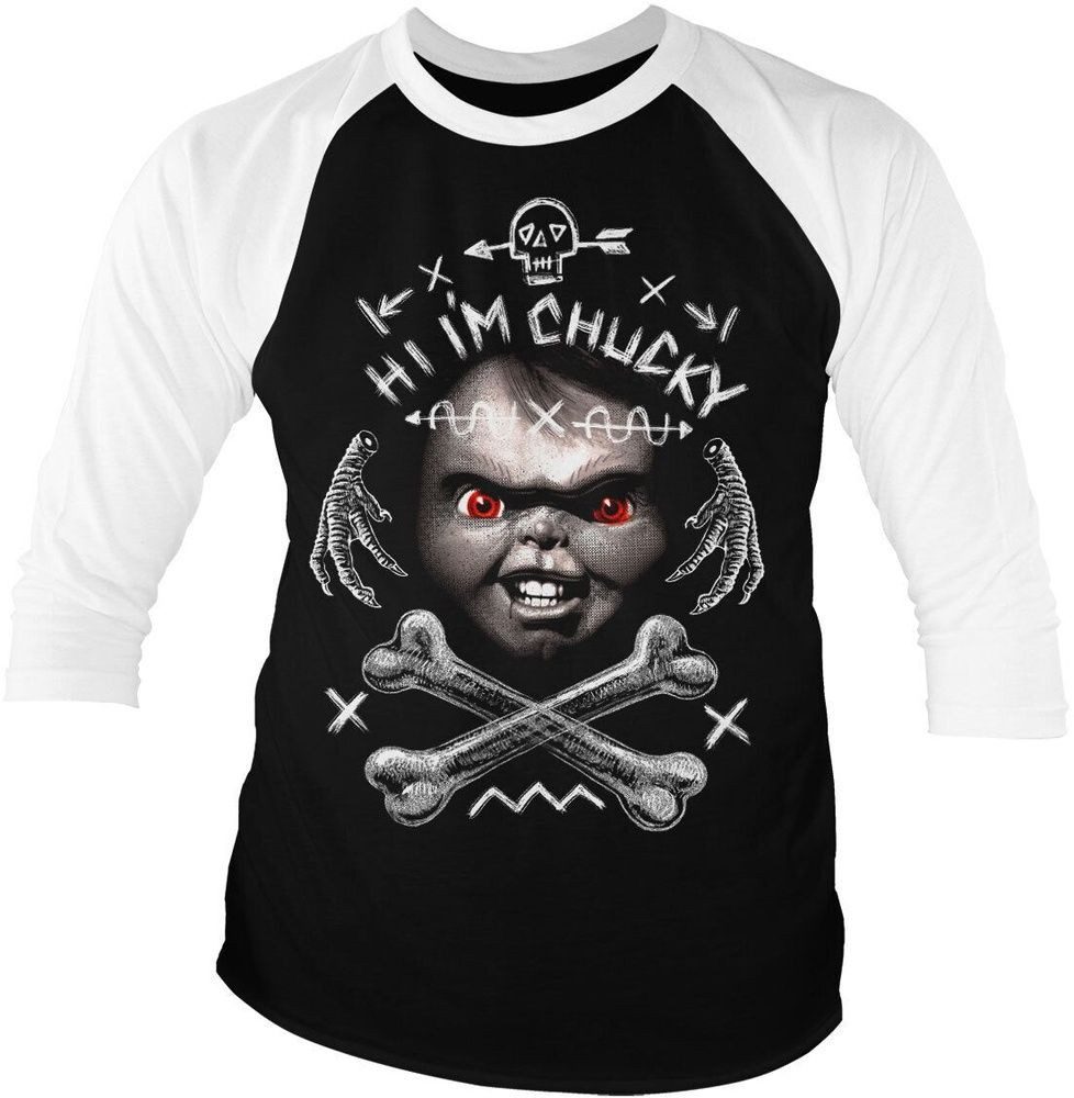 Chucky T-Shirt Hi I'm Chucky Baseball 3/4 Sleeve Tee