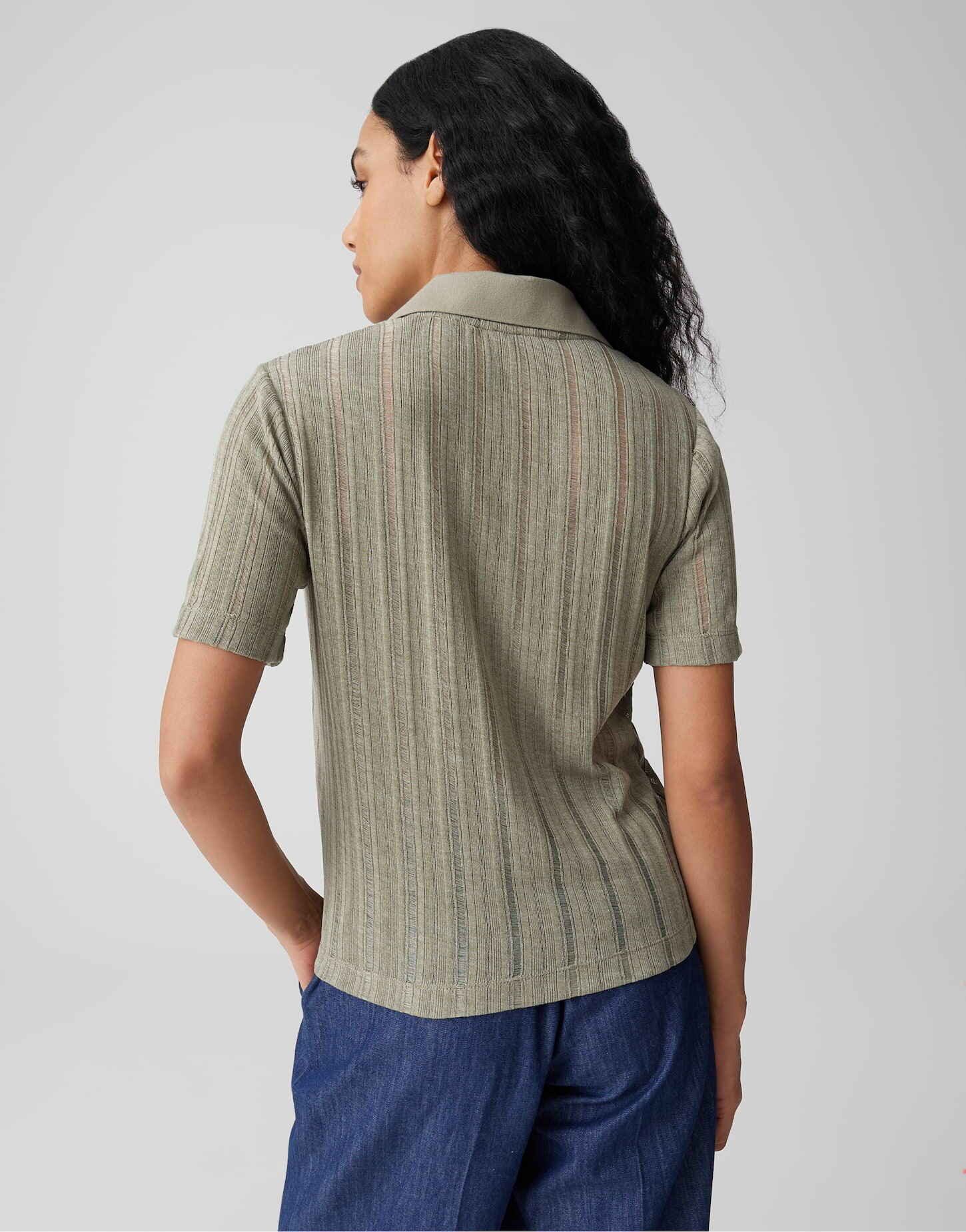 OPUS Kurzarmshirt Sugaha aus Jersey mit Lochstrukur leichte Transparenz, leichter Stoff, Casual