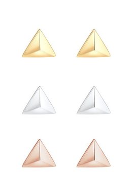 Elli Ohrring-Set 3er Set Dreieck Geo Tricolor Minimal 925 Silber
