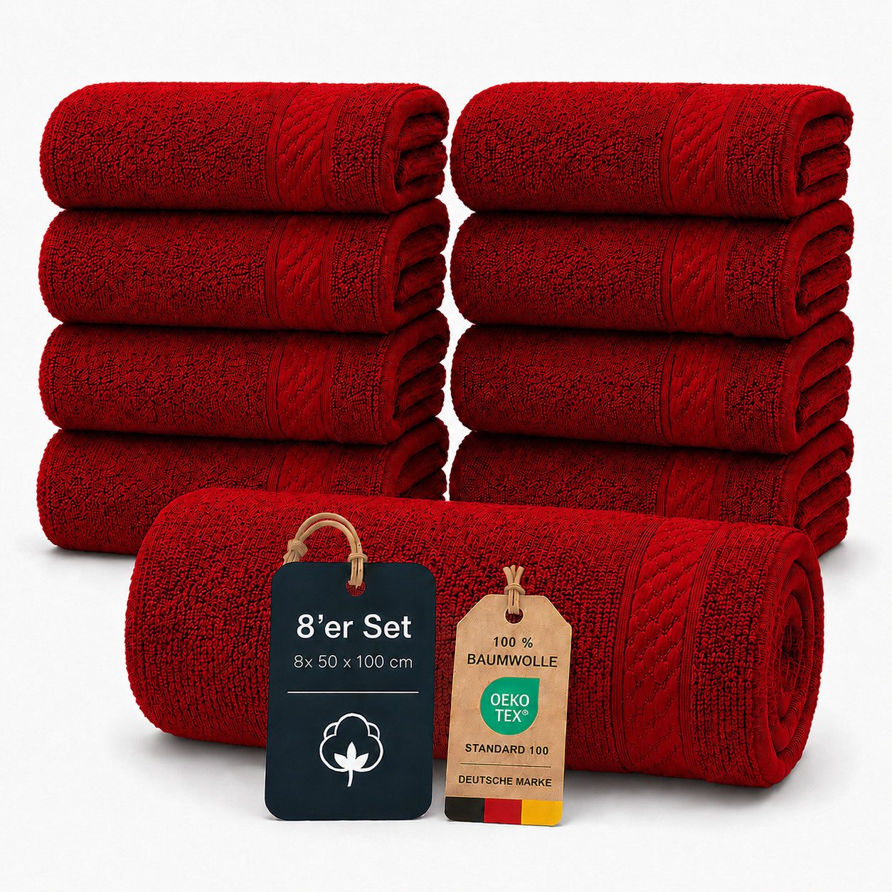 Komfortec Handtuch Set 8x Premium Handtuch Set - 50x100 cm, Frottee (8-St), 100% Baumwolle, mit Bordüre, Weich, Hotelqualität – Bild 3 von 5