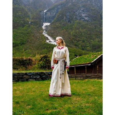 Leonardo Carbone Ritter-Kostüm Wikinger Kleid "Lagertha" Natur/Rot XXXL