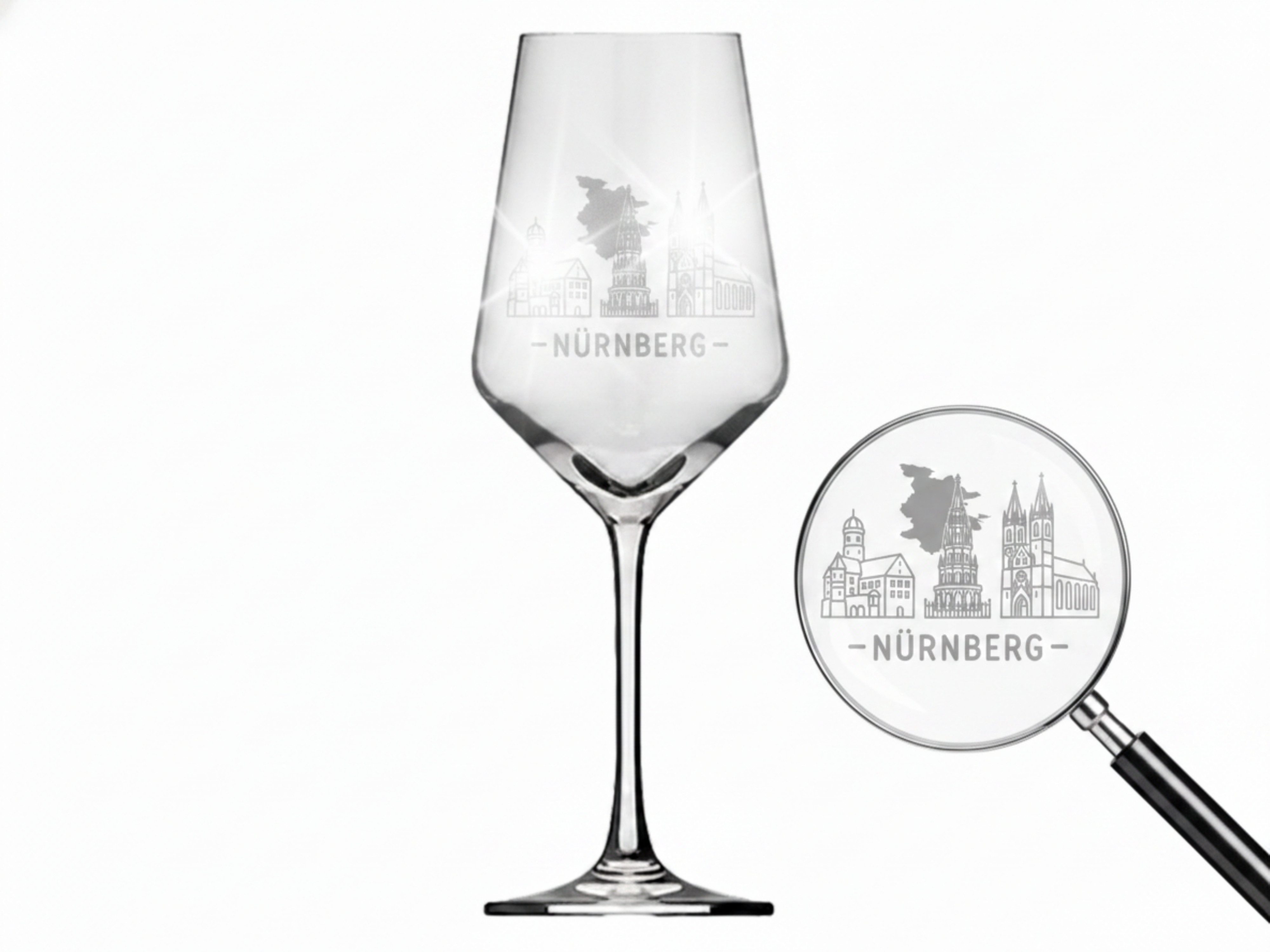 Valhalla Weinglas Weinglas Gravur Nürnberg 350ml spülmaschinenfest, 1-tlg., Glas, Atemberaubende Darstellung