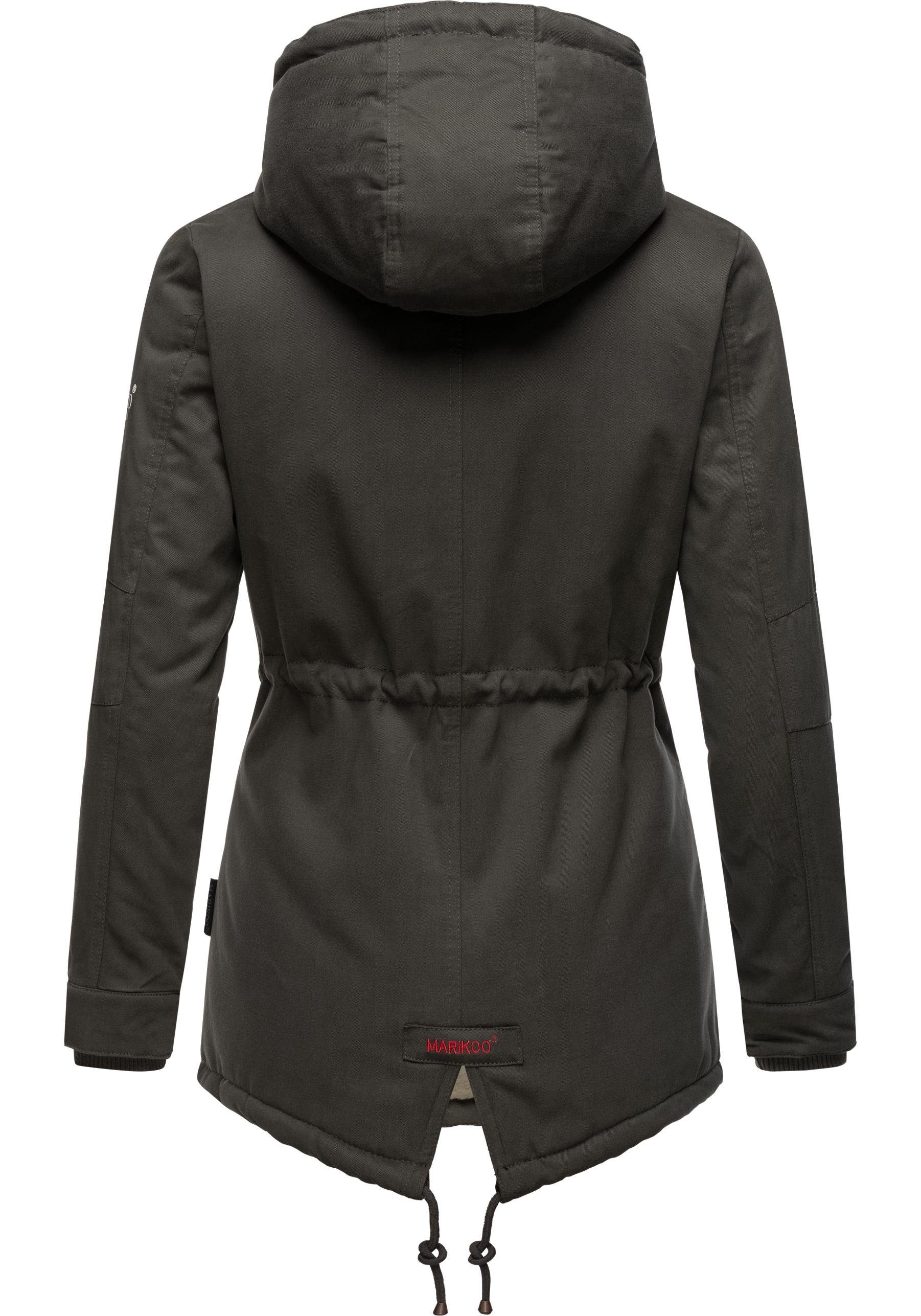 Marikoo Winterjacke Manolya stylischer Kurzmantel mit weichem Teddyfell-Futter